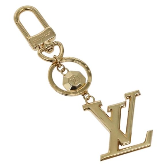 LOUIS VUITTON Porte Cles LV Facet Charm metal Gold M65216 LV Auth 136552 - Picture 1 of 11